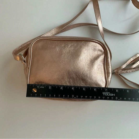 Moscardini Firenze Bag Rose Metallic Small Crossbody Leather Tassel 7”x5”x2.5” - Picture 5 of 10